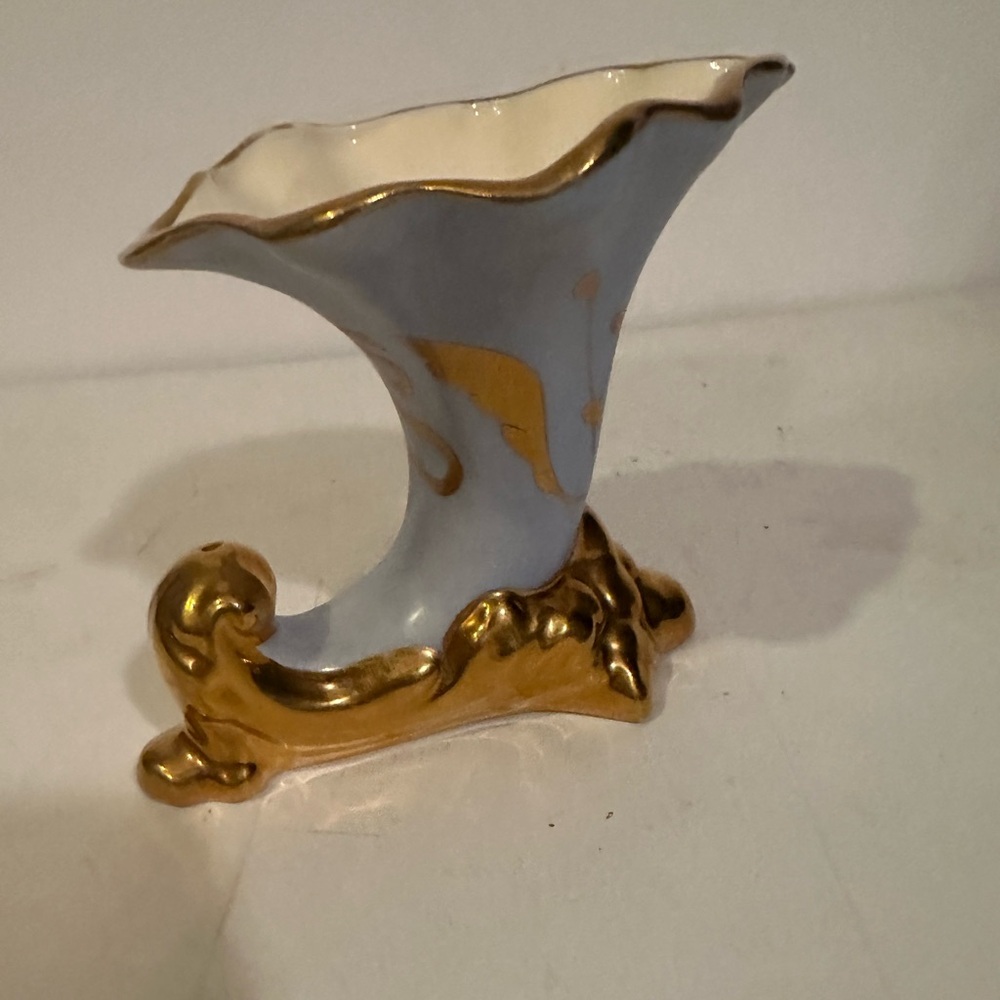 Vintage Porcelain Blue and Gold Vase